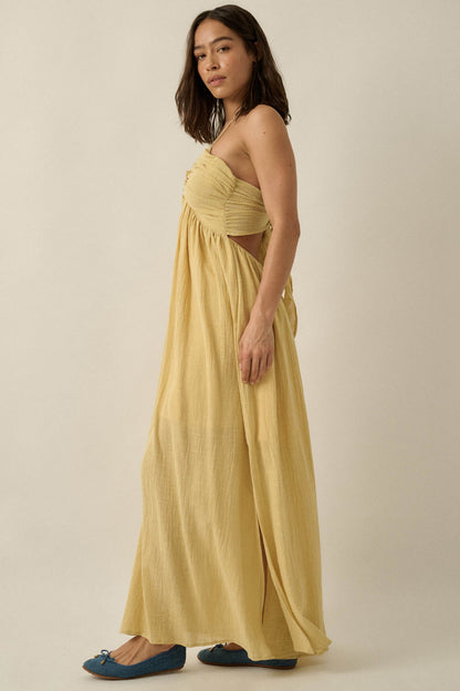 Forever Free Cotton Gauze Tie-Back Halter Maxi Dress