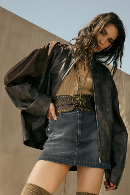 Open Road Vegan Leather and Suede Jacket