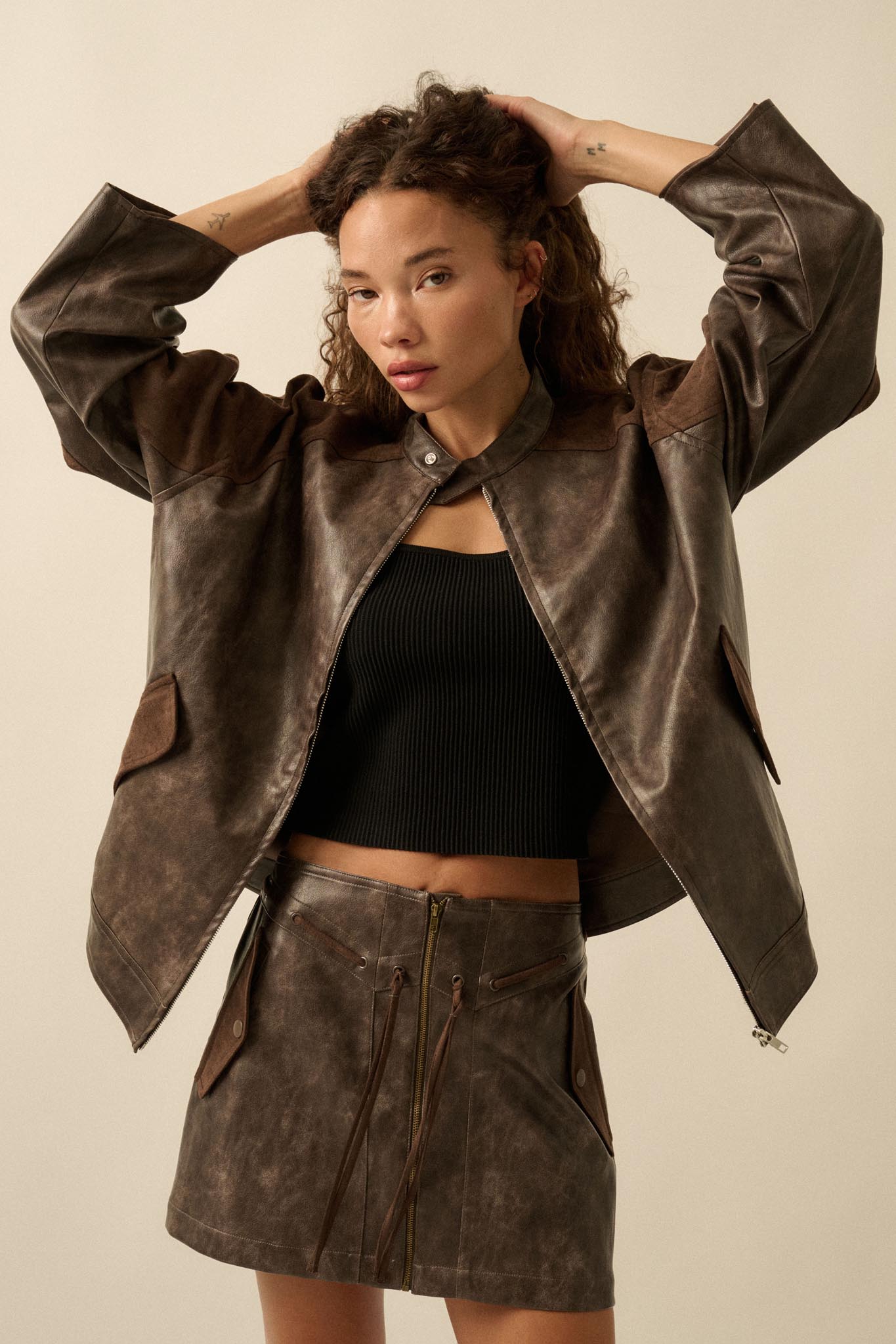 Open Road Vegan Leather and Suede Jacket