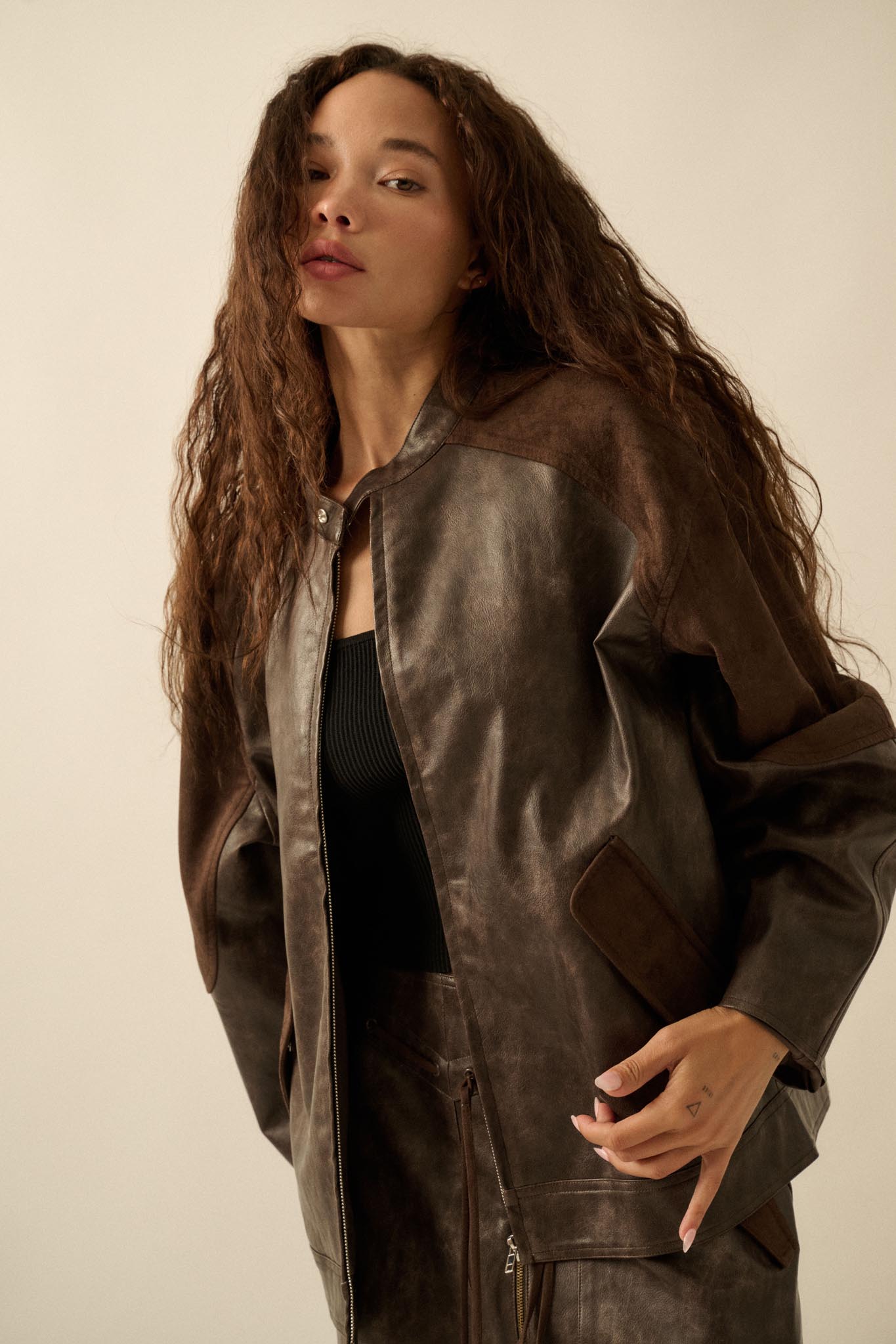 Open Road Vegan Leather and Suede Jacket