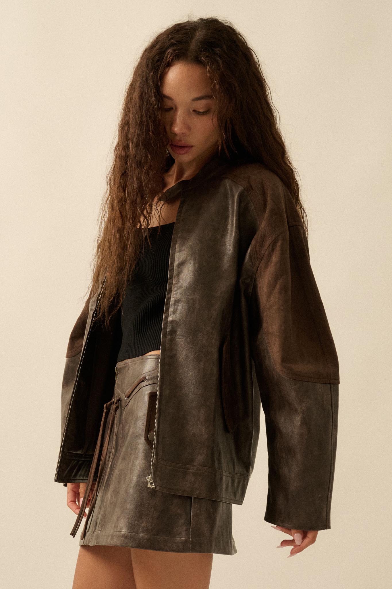 Open Road Vegan Leather and Suede Jacket