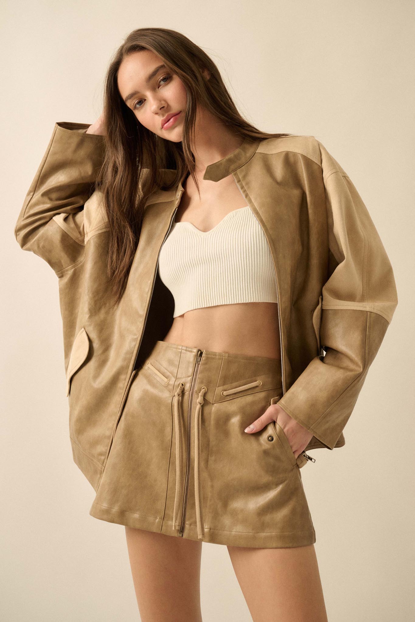 Open Road Vegan Leather and Suede Jacket