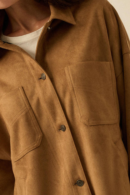 Soft Spoken Vegan Suede Pocket Shacket