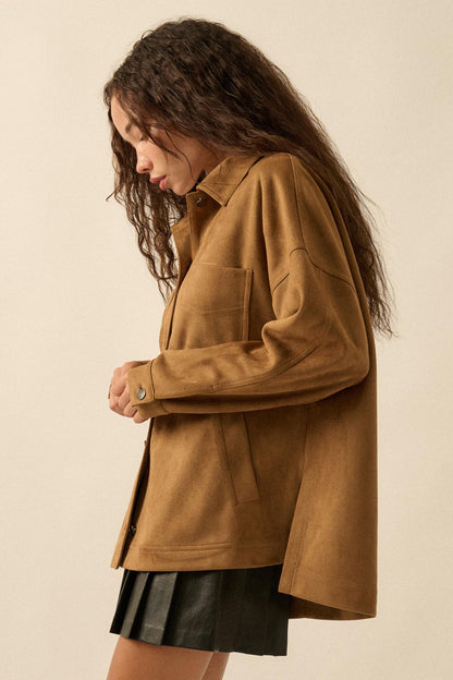Soft Spoken Vegan Suede Pocket Shacket