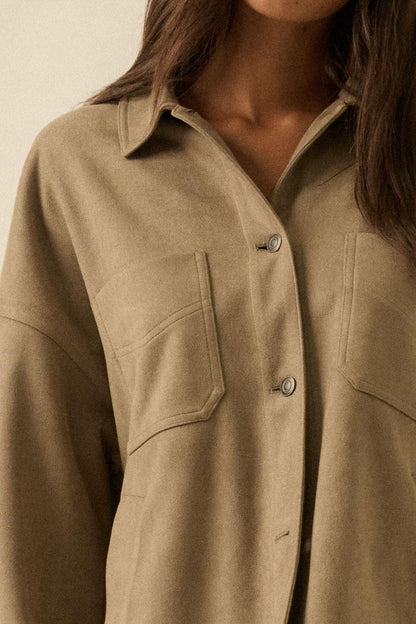 Soft Spoken Vegan Suede Pocket Shacket