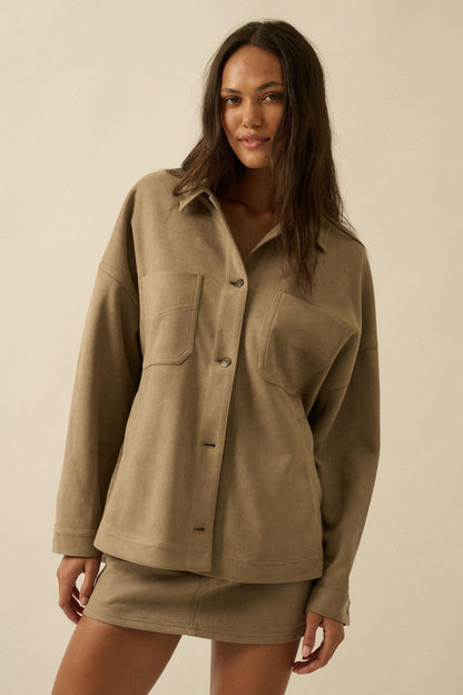 Soft Spoken Vegan Suede Pocket Shacket