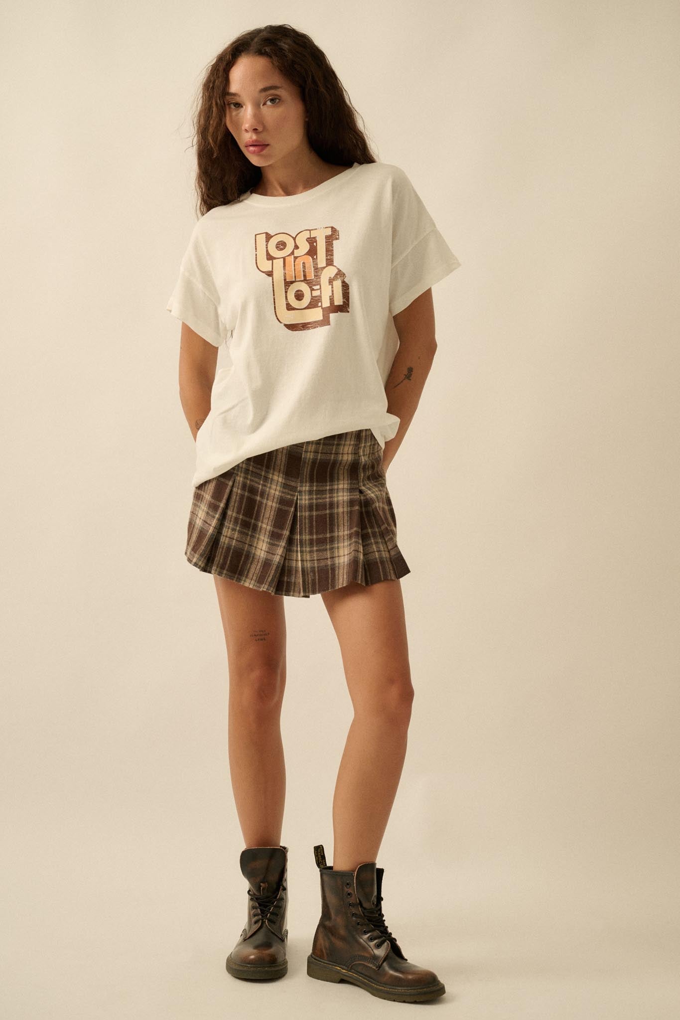 Plaid Mood Pleated Flannel Mini Skort