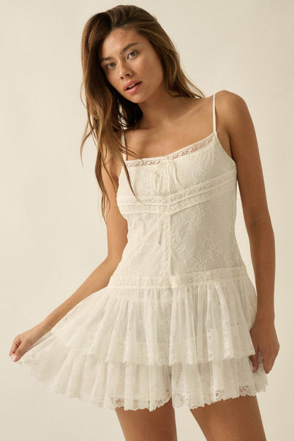Call Me Darling Floral Lace Ruffle Cami Romper