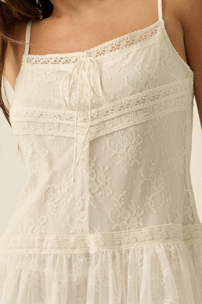 Call Me Darling Floral Lace Ruffle Cami Romper
