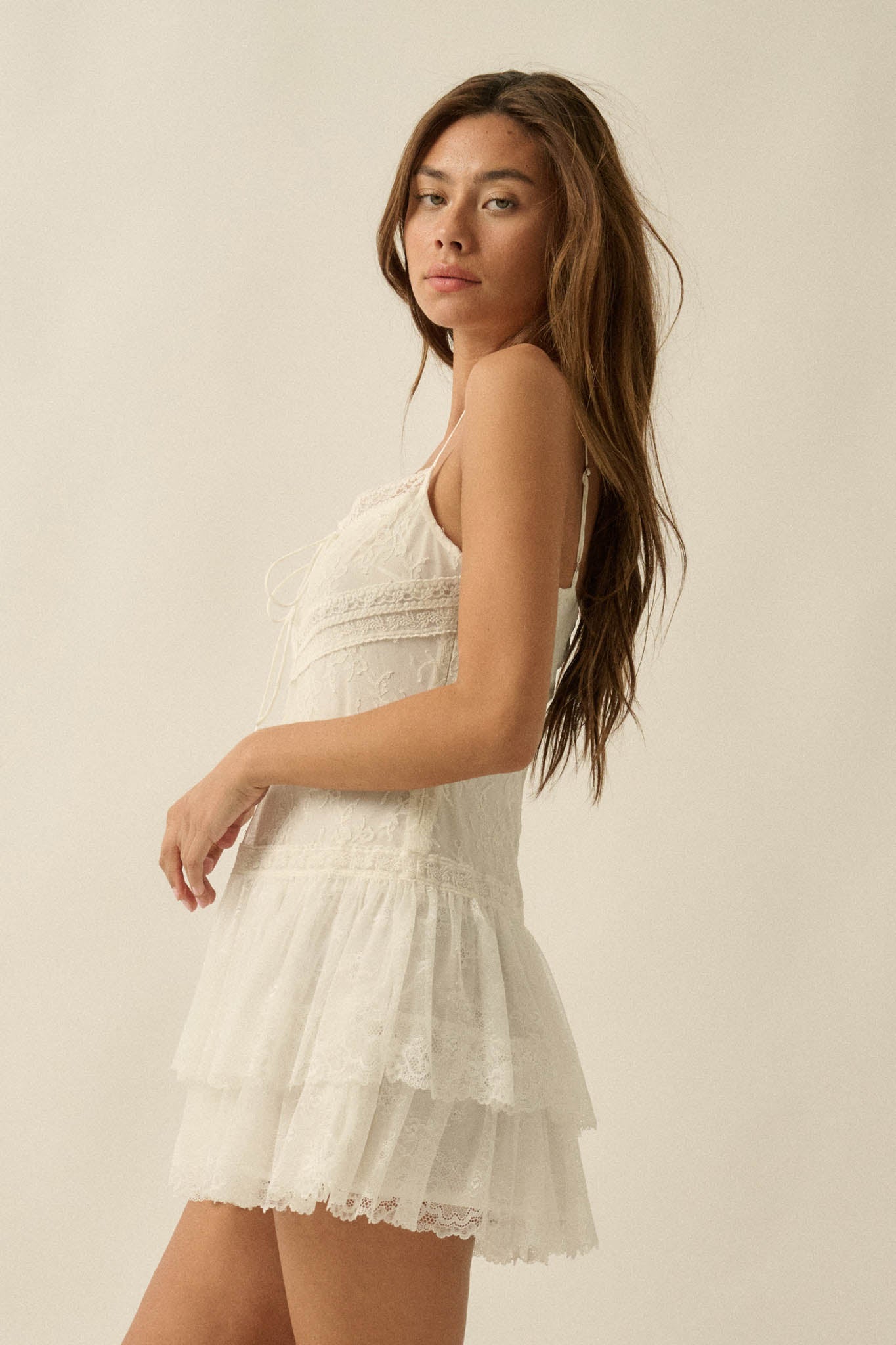 Call Me Darling Floral Lace Ruffle Cami Romper
