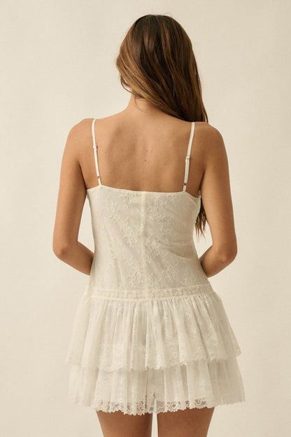 Call Me Darling Floral Lace Ruffle Cami Romper
