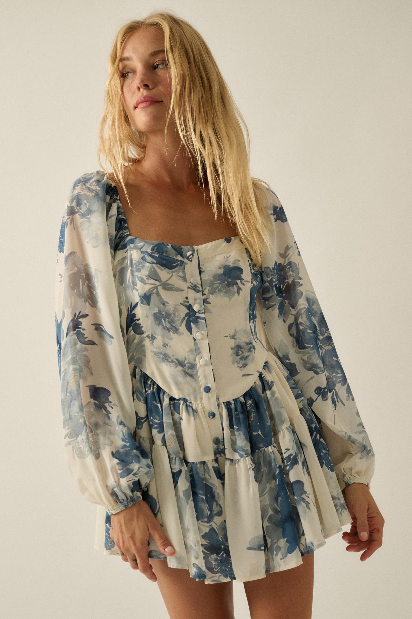 Easy Elegance Floral Chiffon Tiered Ruffle Romper