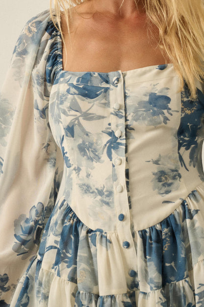 Easy Elegance Floral Chiffon Tiered Ruffle Romper