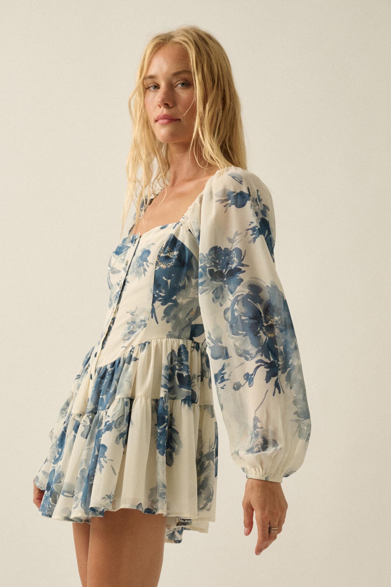 Easy Elegance Floral Chiffon Tiered Ruffle Romper
