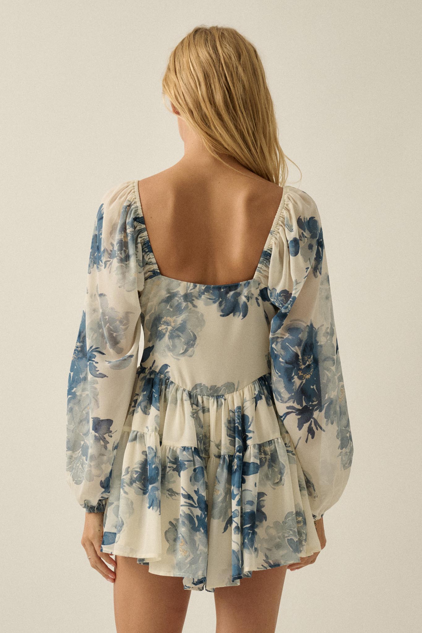 Easy Elegance Floral Chiffon Tiered Ruffle Romper