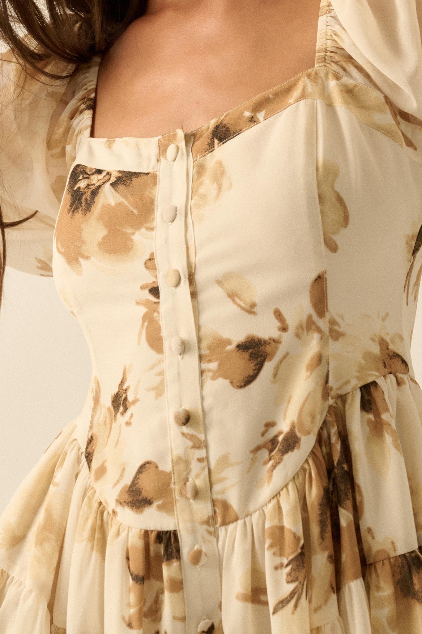 Easy Elegance Floral Chiffon Tiered Ruffle Romper