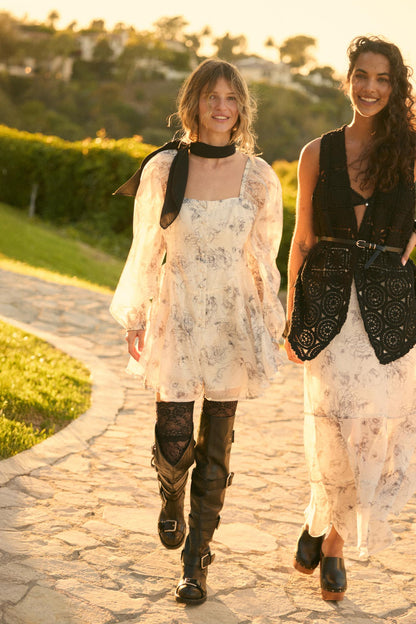 Airy Blossoms Floral Organza Tiered Ruffle Romper
