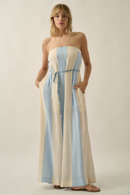 Ready to Flow Colorblock Gauze Strapless Jumpsuit