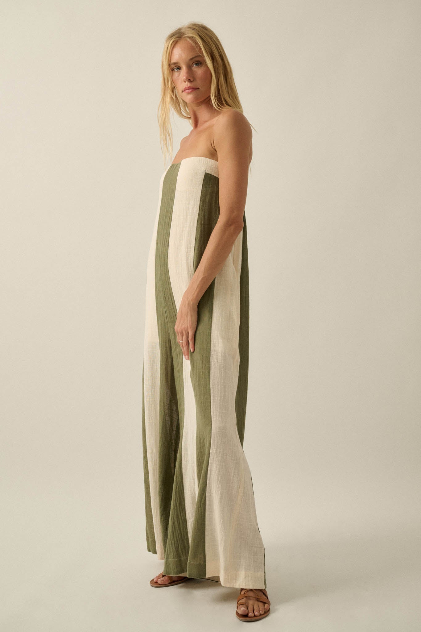 Ready to Flow Colorblock Gauze Strapless Jumpsuit