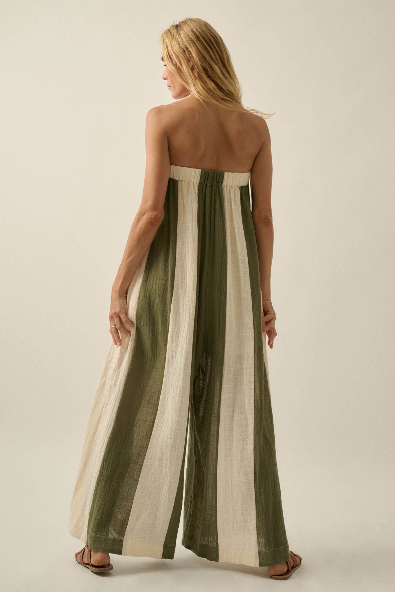 Ready to Flow Colorblock Gauze Strapless Jumpsuit