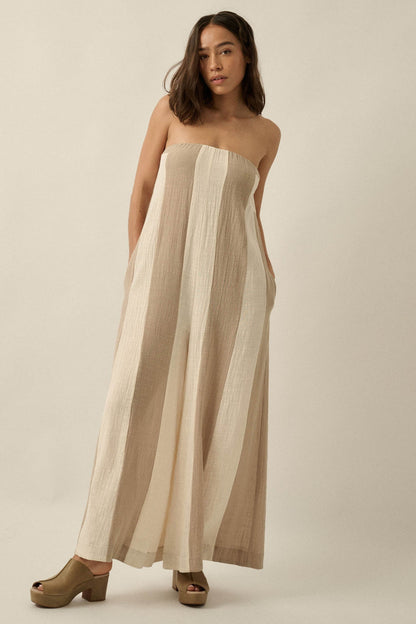 Ready to Flow Colorblock Gauze Strapless Jumpsuit