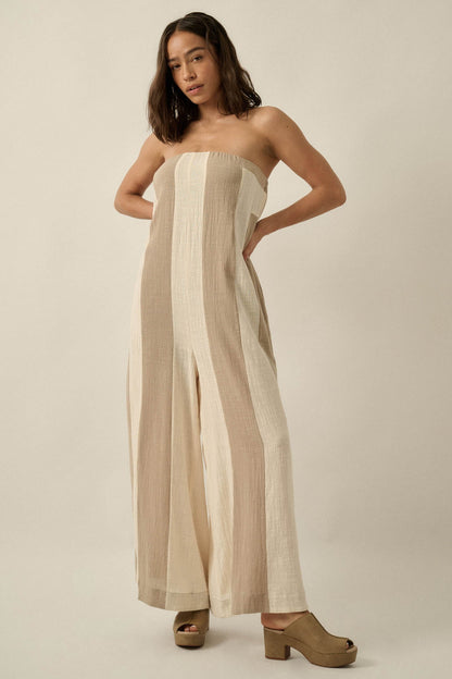 Ready to Flow Colorblock Gauze Strapless Jumpsuit
