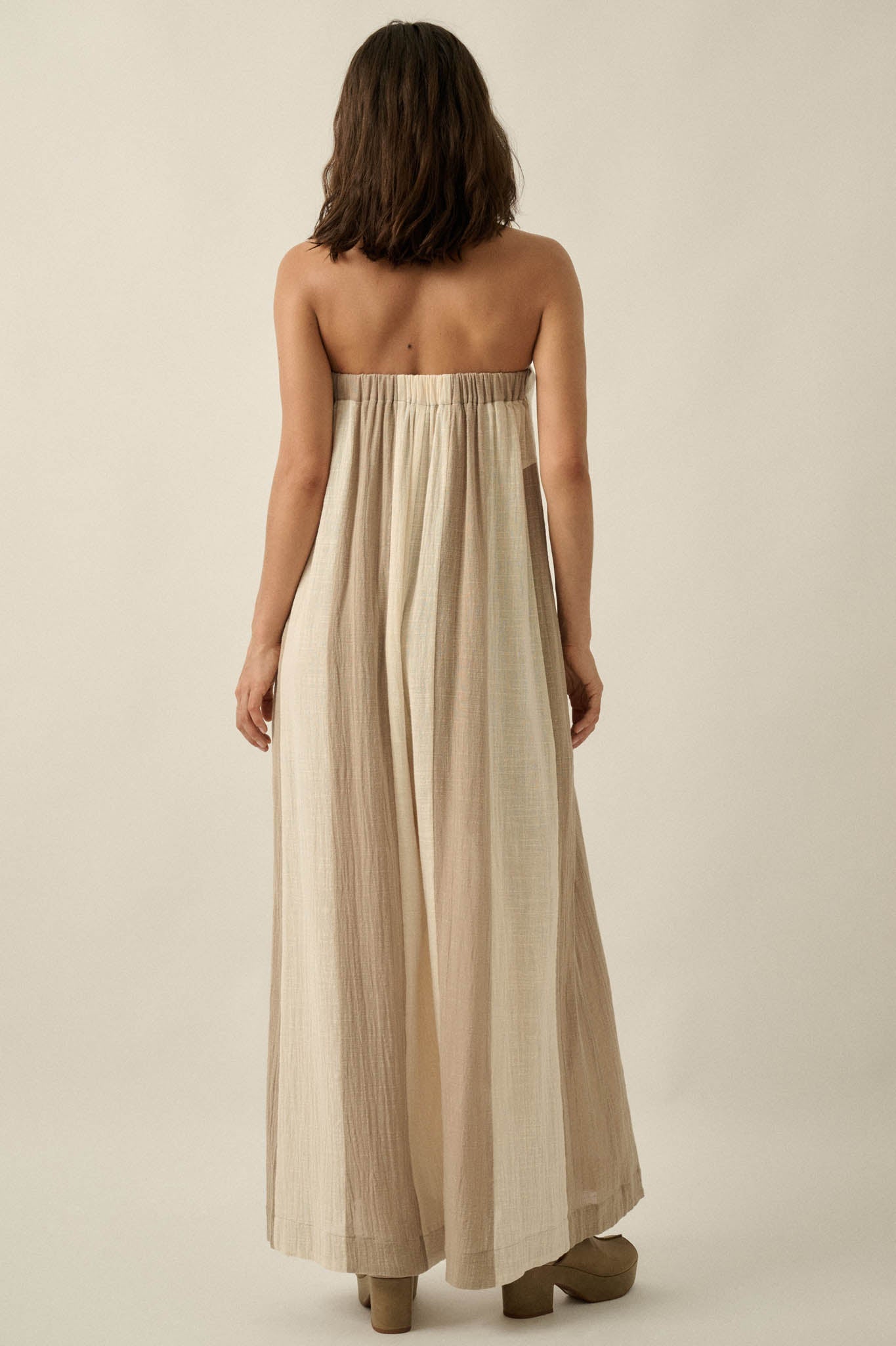 Ready to Flow Colorblock Gauze Strapless Jumpsuit