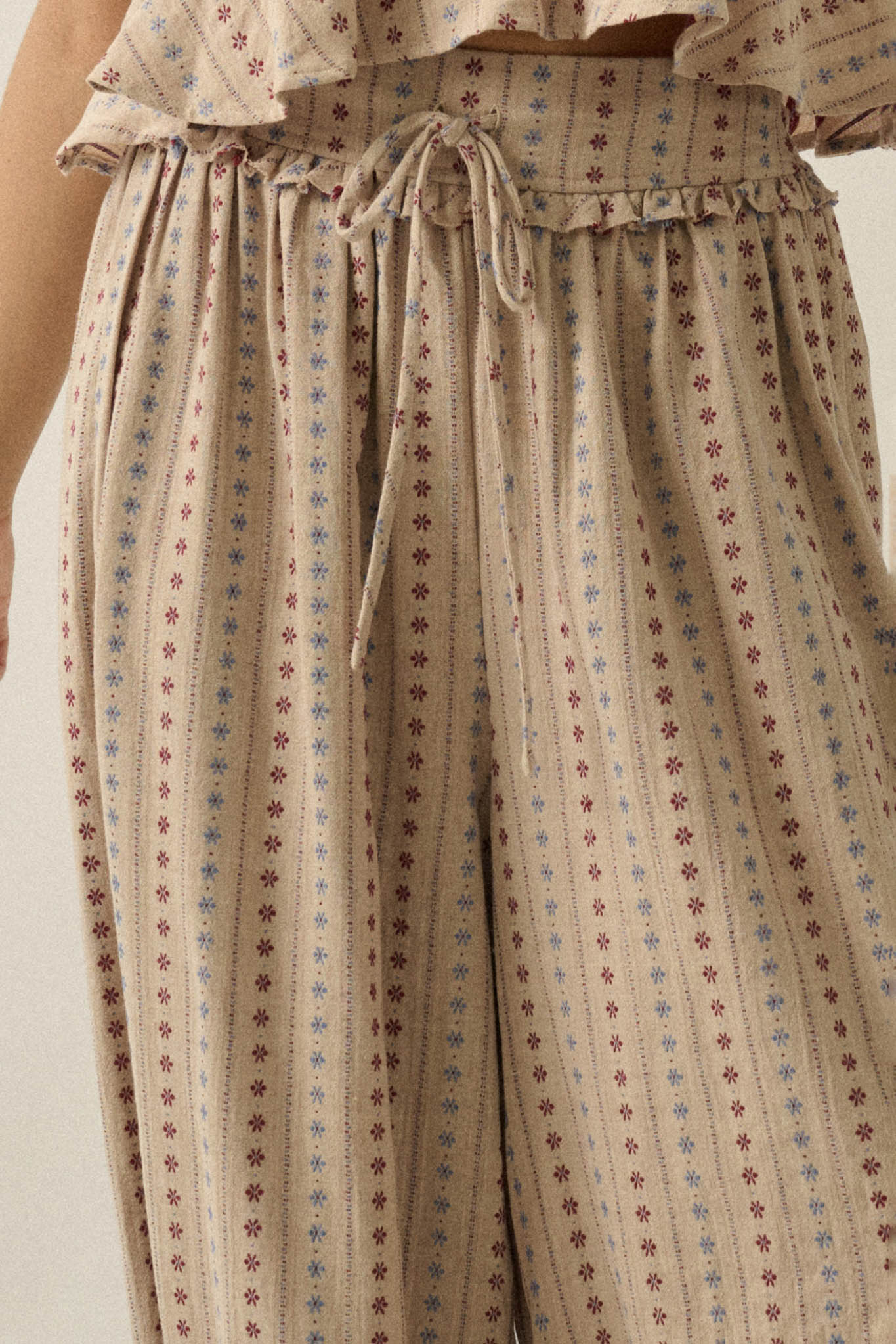 Blooming Bazaar Floral-Stripe Cotton Balloon Pants