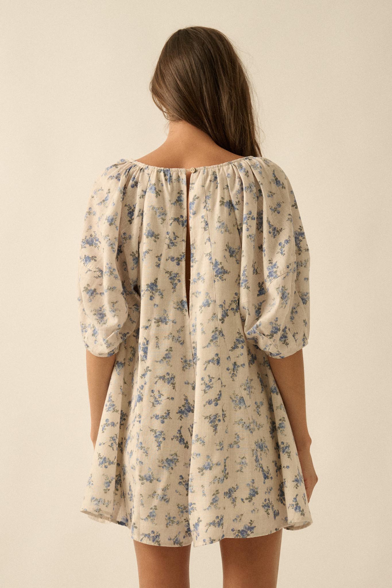 Simply Beautiful Floral Puff-Sleeve Babydoll Romper