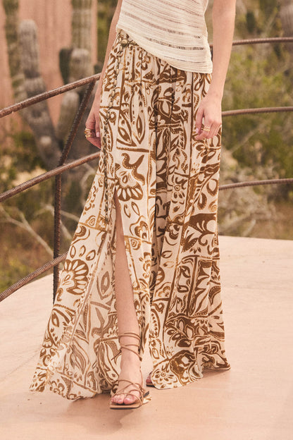 Beautiful Nomad Abstract Floral-Print Split-Hem Pants