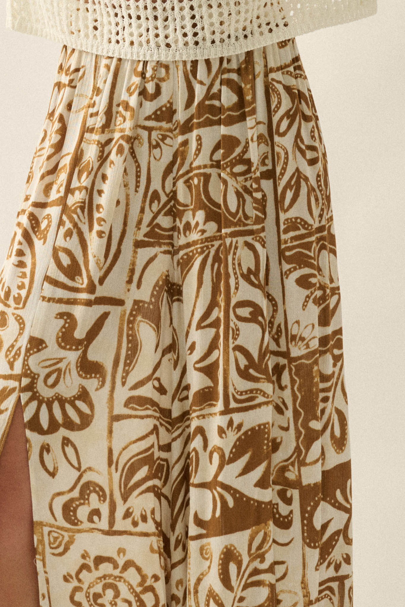Beautiful Nomad Abstract Floral-Print Split-Hem Pants