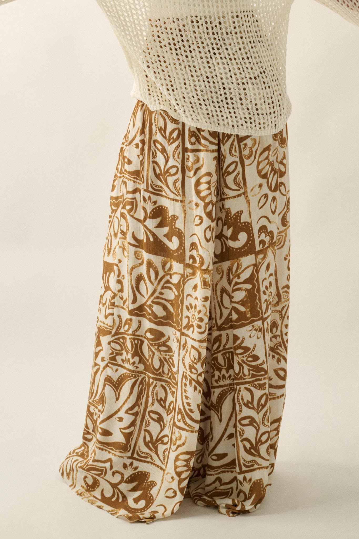 Beautiful Nomad Abstract Floral-Print Split-Hem Pants