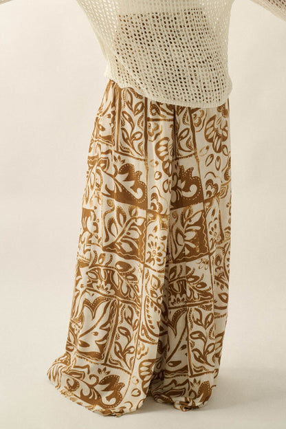 Beautiful Nomad Abstract Floral-Print Split-Hem Pants
