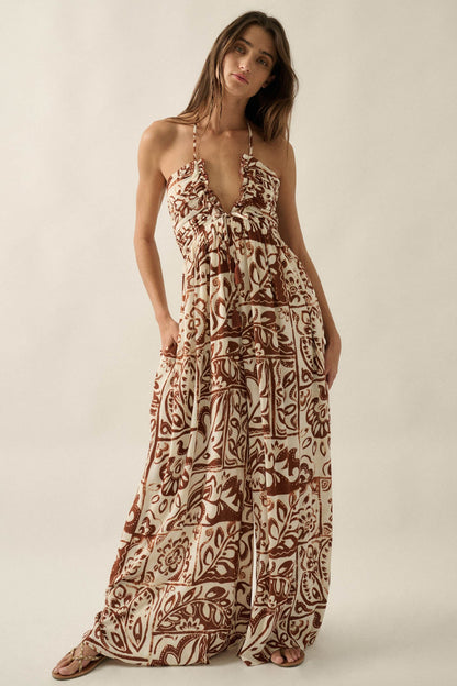 Nomad Spirit Abstract Floral-Print Halter Jumpsuit