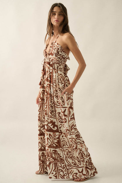 Nomad Spirit Abstract Floral-Print Halter Jumpsuit