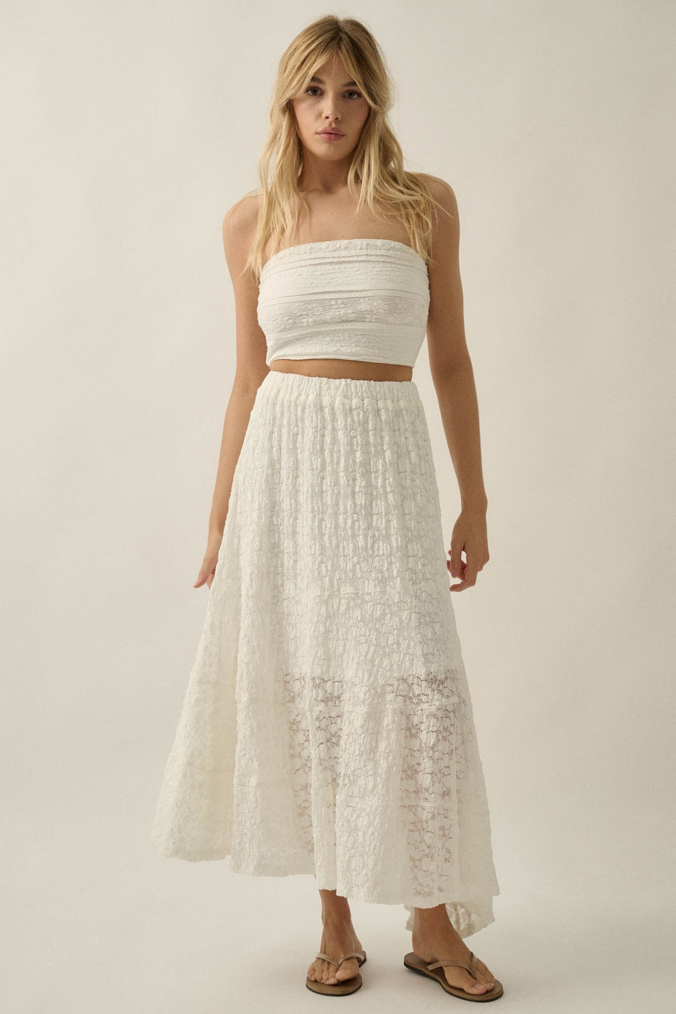 Dreamy Day Floral Lace Asymmetrical Midi Skirt