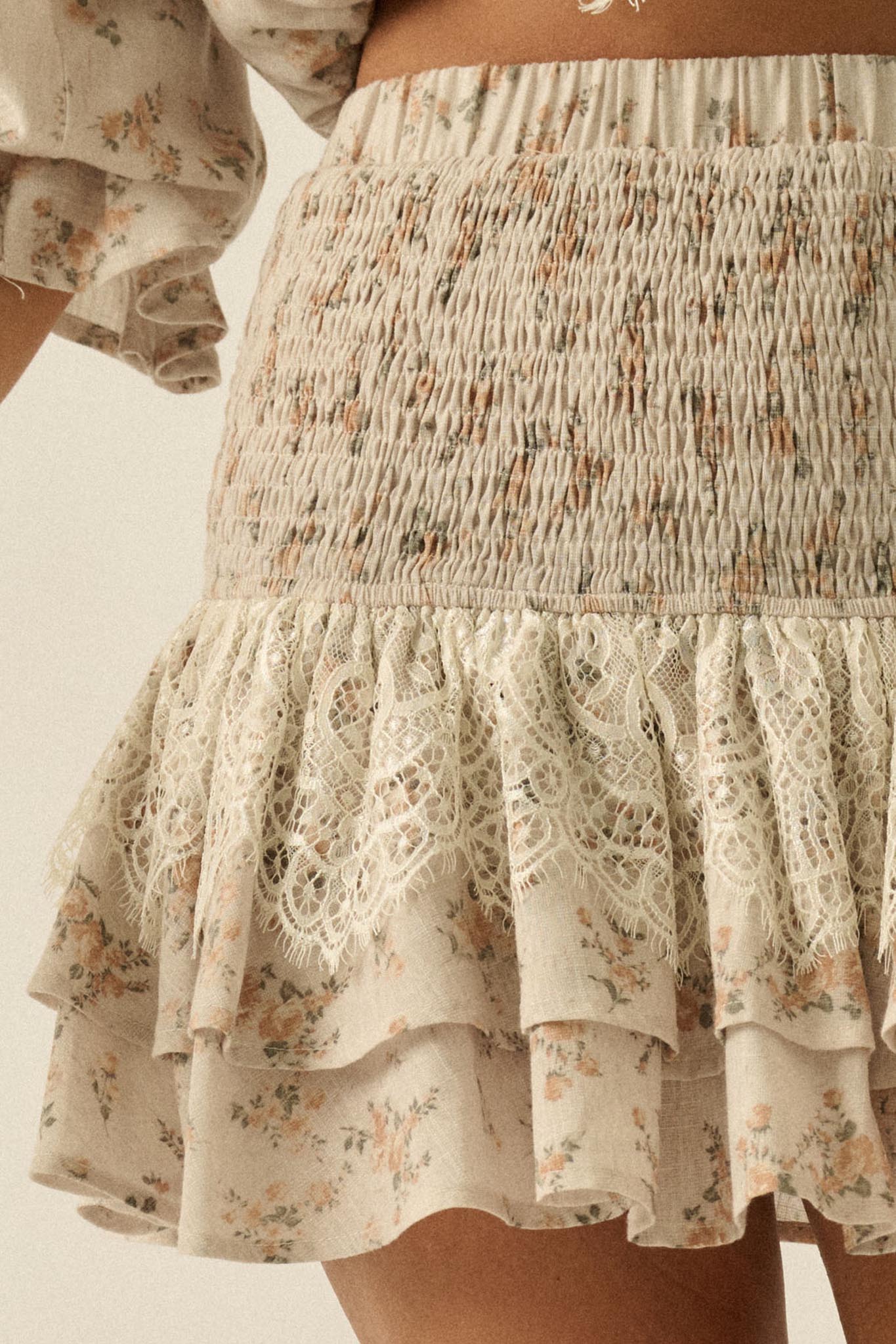 Beautiful Day Floral Drop-Waist Ruffle Mini Skirt