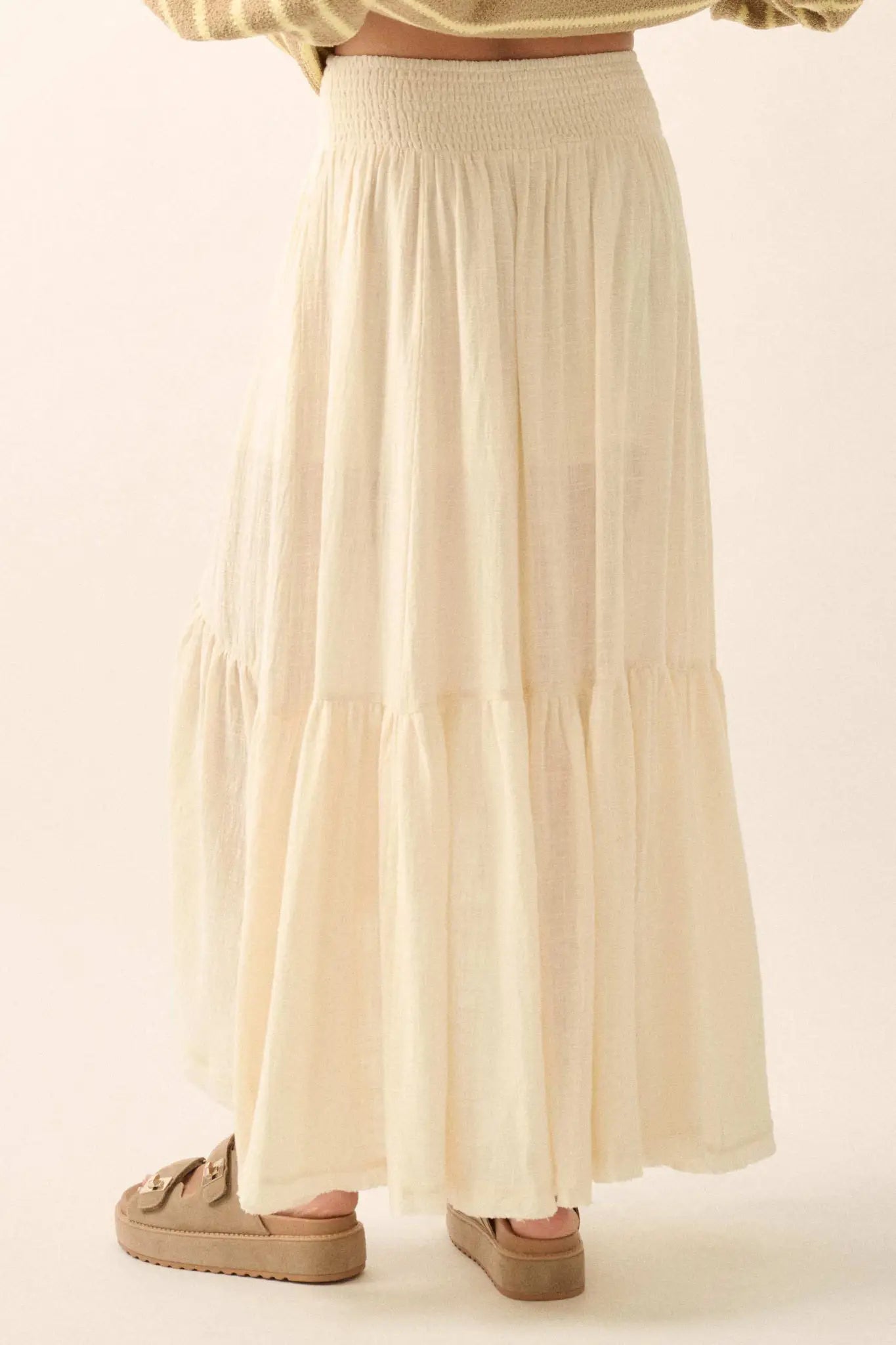 Billowing Breeze High-Low Tiered Ruffle Maxi Skirt