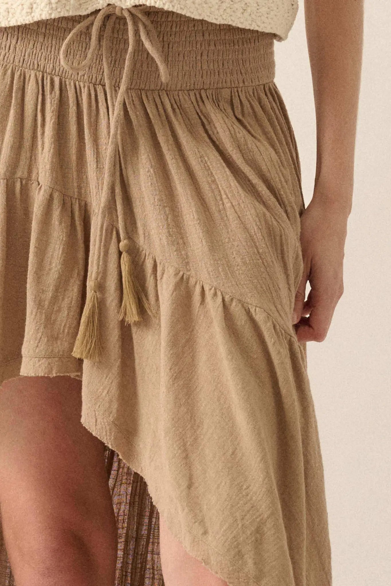 Billowing Breeze High-Low Tiered Ruffle Maxi Skirt