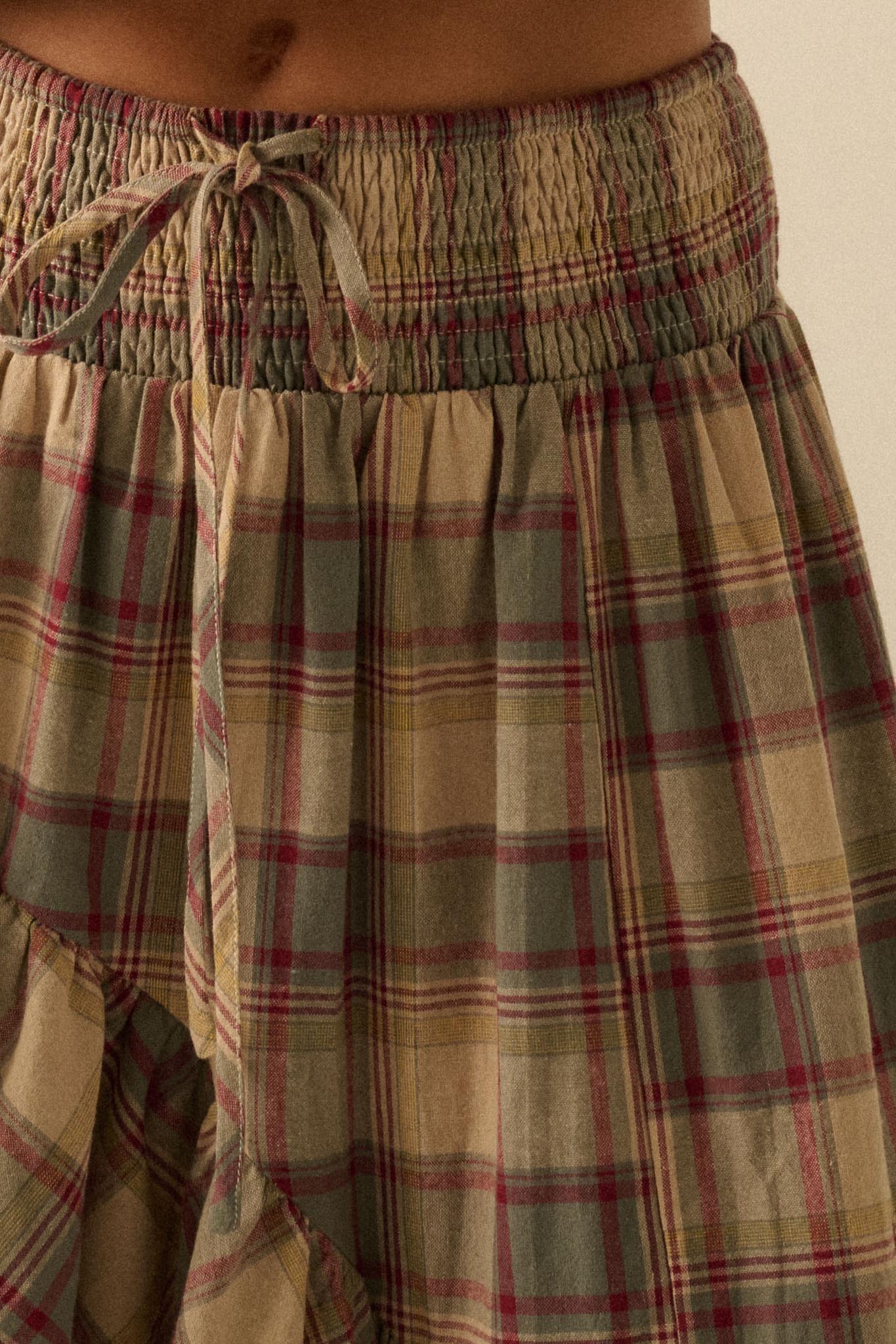 Country Mile Plaid High-Low Ruffle Maxi Skirt