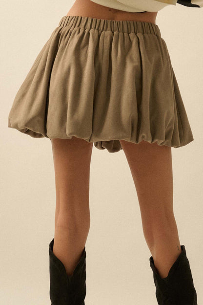 Soft Focus Vegan Suede Bubble Mini Skirt