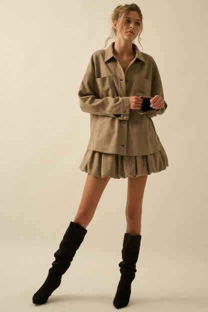 Soft Focus Vegan Suede Bubble Mini Skirt