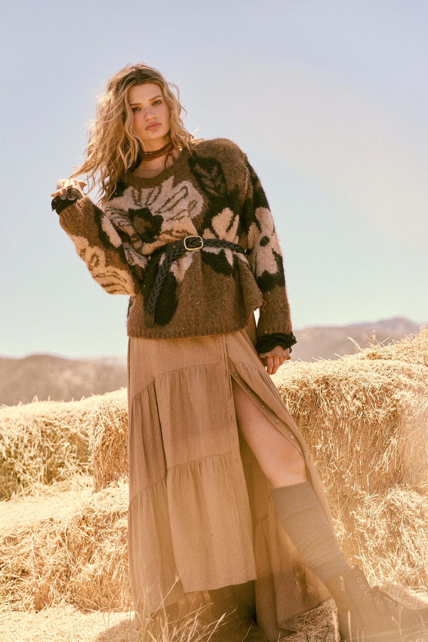 Love You So Button-Front Tiered Ruffle Maxi Skirt