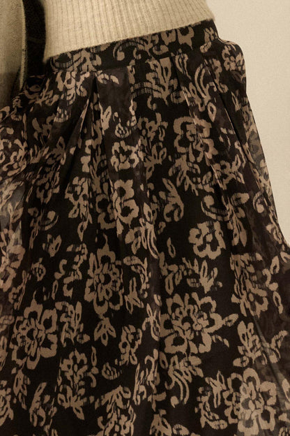 Blooming Grace Floral Organza Circle Midi Skirt