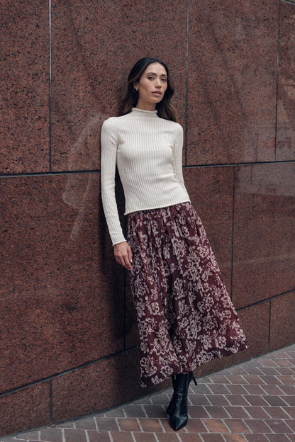 Blooming Grace Floral Organza Circle Midi Skirt