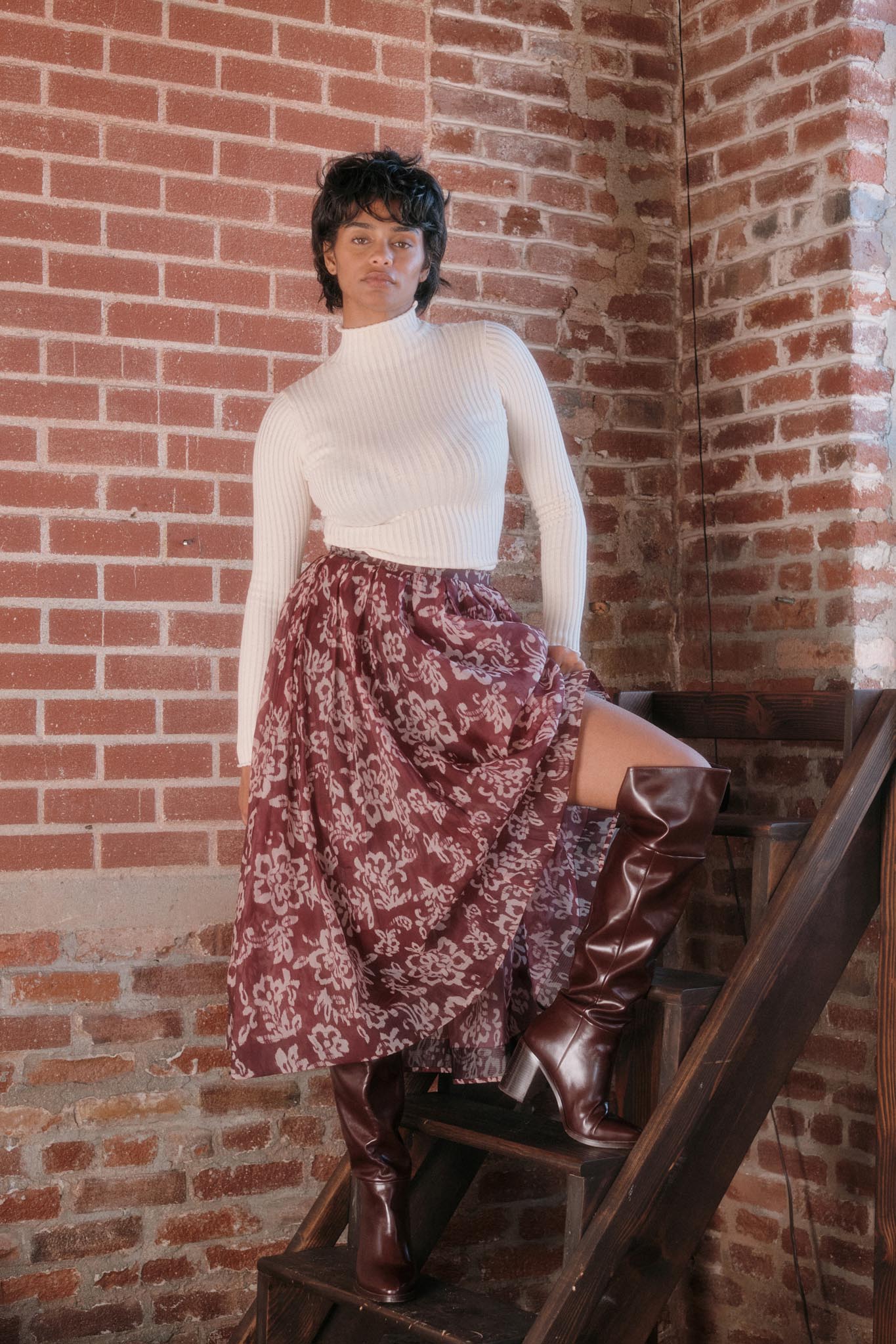 Blooming Grace Floral Organza Circle Midi Skirt