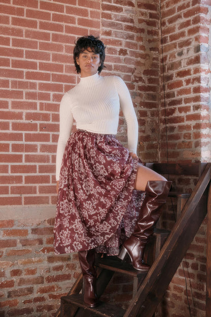 Blooming Grace Floral Organza Circle Midi Skirt