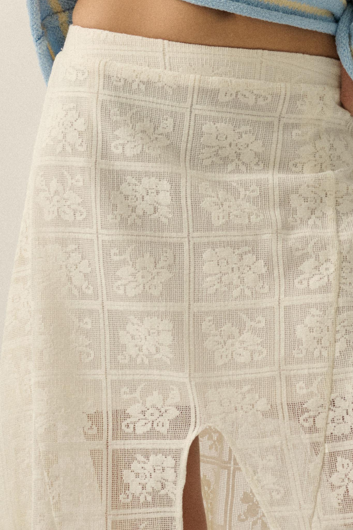 Free Your Soul Floral Lace Handkerchief Midi Skirt