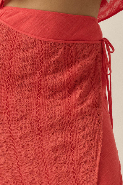 Living Easy Cotton Gauze and Lace Wrap Maxi Skirt