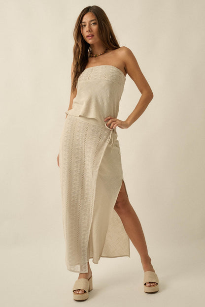 Living Easy Cotton Gauze and Lace Wrap Maxi Skirt